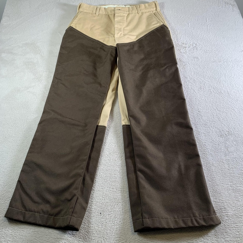 10X Pants Mens 34x30 Khaki‎ Brown Canvas Upland Hunting Brush Ankle Zip USA Made